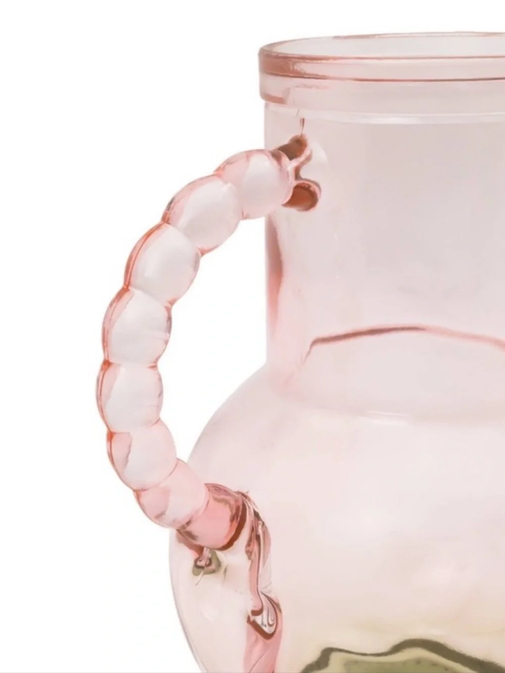 New! Target Bullseye Playground Pink & Green Tinted Glass Pitcher, Beaded Handle